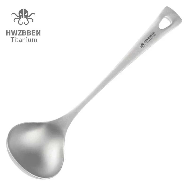 Camping Cooking Kit - Hwzbben-長いハンドル付きのチタンスープスプーン,キャンプ用食器,ポータブル調理,キッチン食器,屋外,ti86