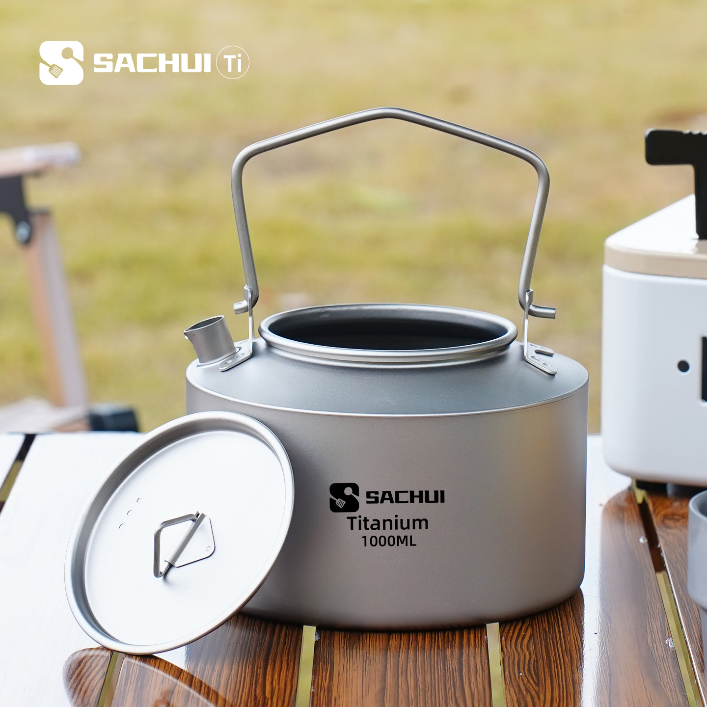 Camping Cooking Pot - 1000 ミリリットル純チタンケトル屋外超軽量茶コーヒーポットキャンプ調理器具ハイキング旅行用ポータブルウォーターケトル