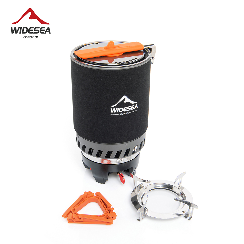 Camping Cooking Pot - 広範囲の海でのキャンプ用調理システム、熱交換器付き屋外ガスバーナーストーブ、観光用鍋セット、カップ、食器、調理器具、観光、ハイキング