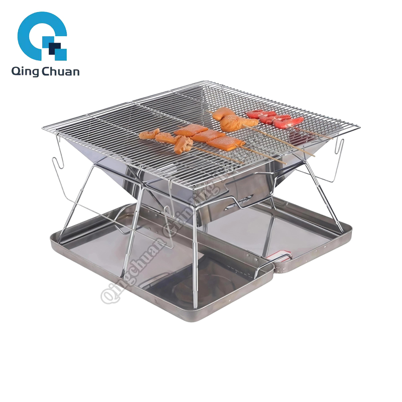 Camping Cooking Grill - キャンプグリル炭火ストーブ折りたたみ式ステンレス鋼ファイヤーピットグリルバックパッキング用アウトドアクッキングハイキングキャンプピクニックストーブ