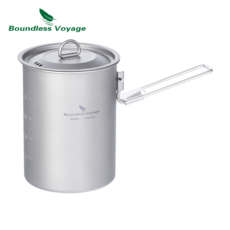 Camping Cooking Kit - 折りたたみハンドルと蓋付きの折りたたみ式キャンプ調理器具,ポータブル屋外調理キット,900ml
