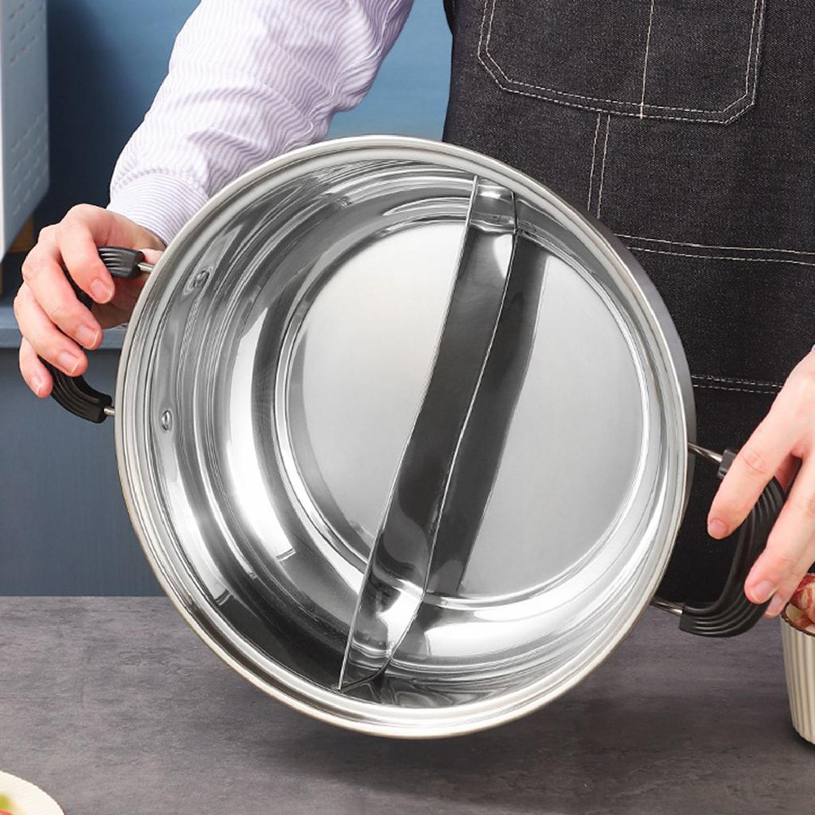 Camping Cooking Pot - 仕切り付き鍋、蓋付き調理鍋、二種類のスープポット、家族の再会、旅行、友人とのパーティー、キャンプに最適なホットポットクッカー