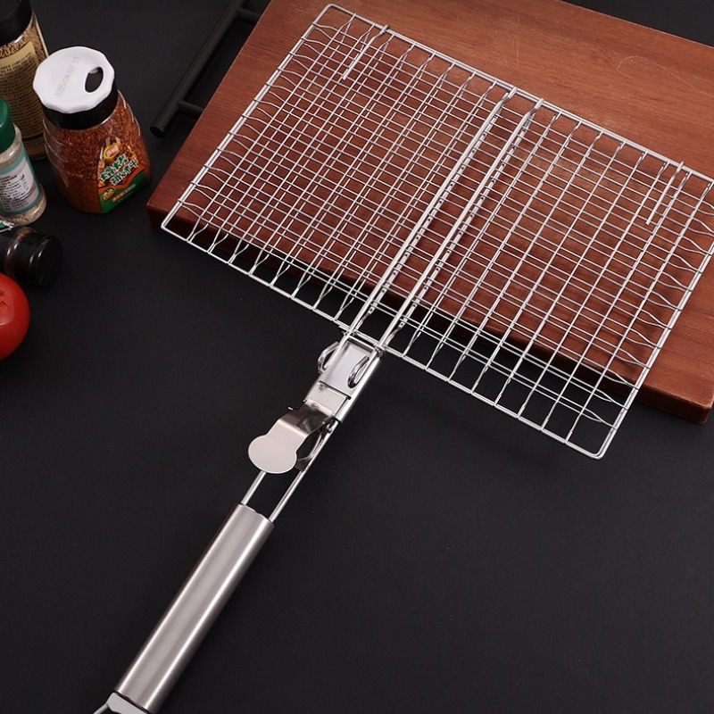 Camping Cooking Grill - 1 セットバーベキューネットバーベキューメッシュハンドル取り外し可能なステンレス鋼大胆なバーベキュークリップキャンプバーベキュー屋外ツールポータブル