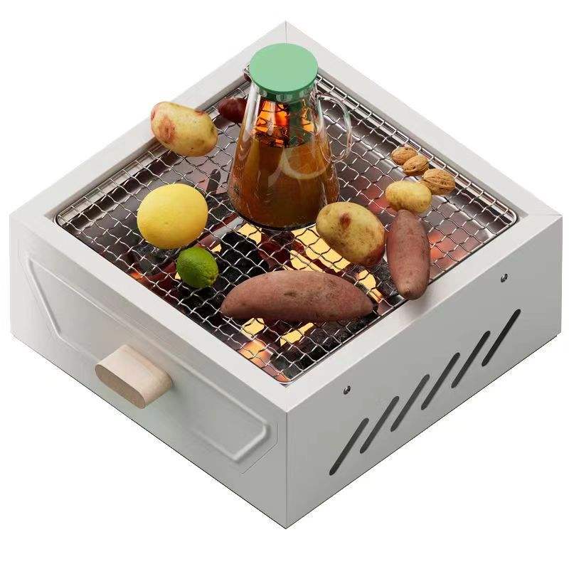 Camping Cooking Grill - ポータブル卓上キャンプ用炭火グリル、引き出し式灰皿付き屋外調理ストーブ