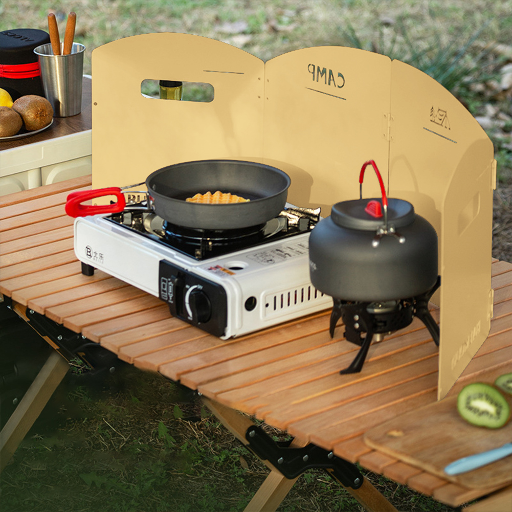 Camping Cooking Gazebo - 折りたたみ式キャンプガスストーブフロントガラス収納層付きガスストーブ防風スクリーン超軽量ポータブルキャンプアクセサリー