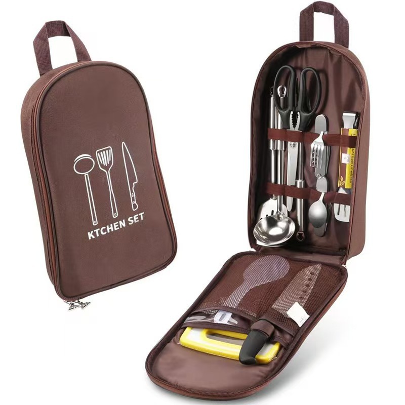 Camping Cooking Equipment Bag - アウトドアクッキングバッグ キャンプ用収納バッグ ポータブル調理器具オーガナイザー 収納ポーチ ピクニックバッグ 調理器具収納ポーチ