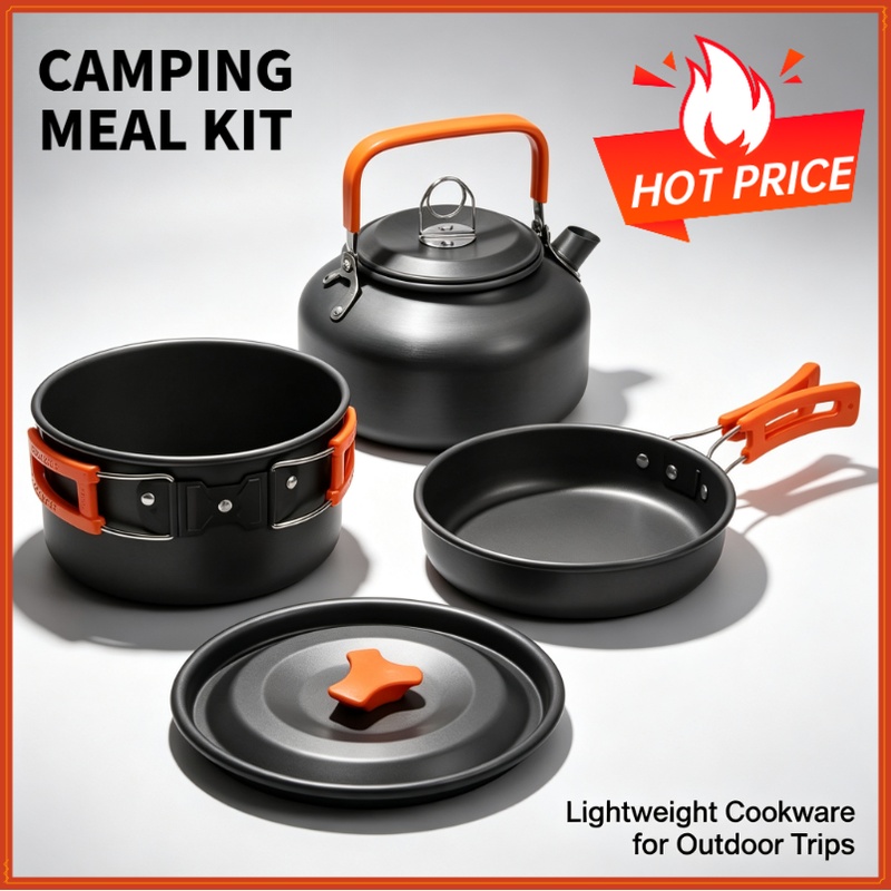 Camping Cooking Kit - キャンプクッキングセット キャンプ調理器具 旅行用食器 アウトドアピクニックセット ティーポット 2～3人用