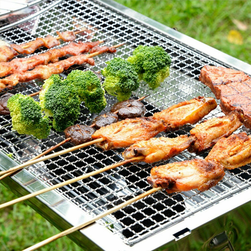 亜鉛メッキ鉄製グリルメッシュ,バーベキューツール,屋外炭火バ - Camping Cooking Vegetables のレビューと価格