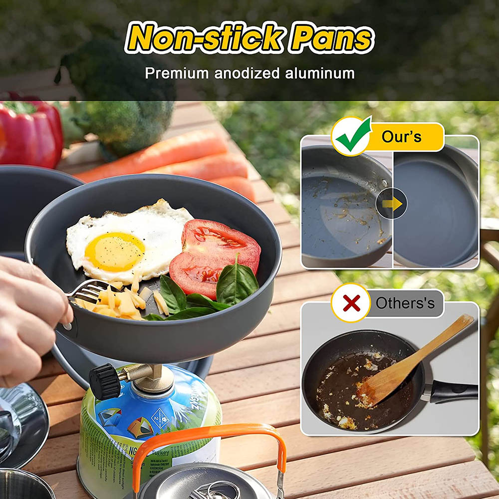 アルミアウトドアキャンプ調理器具セットメッシュバッグ付き折り - Camping Cooking Equipment Bag のレビューと価格