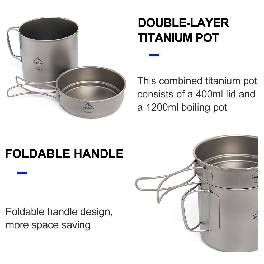Widesea 超軽量チタンキャンプポット 1100ml 折 - Camping Cooking Oil のレビューと価格