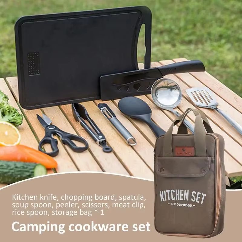 8 個キャンプキッチン調理器具セットポータブルバッグアウトド - Camping Cooking Kit のレビューと価格