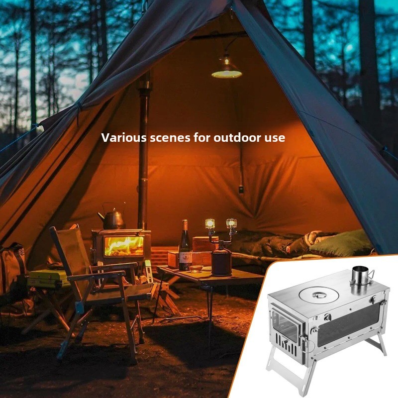 430 ステンレス鋼ポータブルテントストーブ折りたたみ式サイ - Camping Cooking Tent のレビューと価格