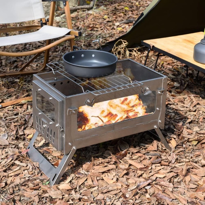 430 ステンレス鋼ポータブルテントストーブ折りたたみ式サイ - Camping Cooking Tent のレビューと価格