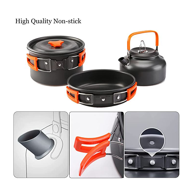 メッシュバッグ付きアルミアウトドアキャンプ調理器具セット折り - Camping Cooking Equipment Bag のレビューと価格