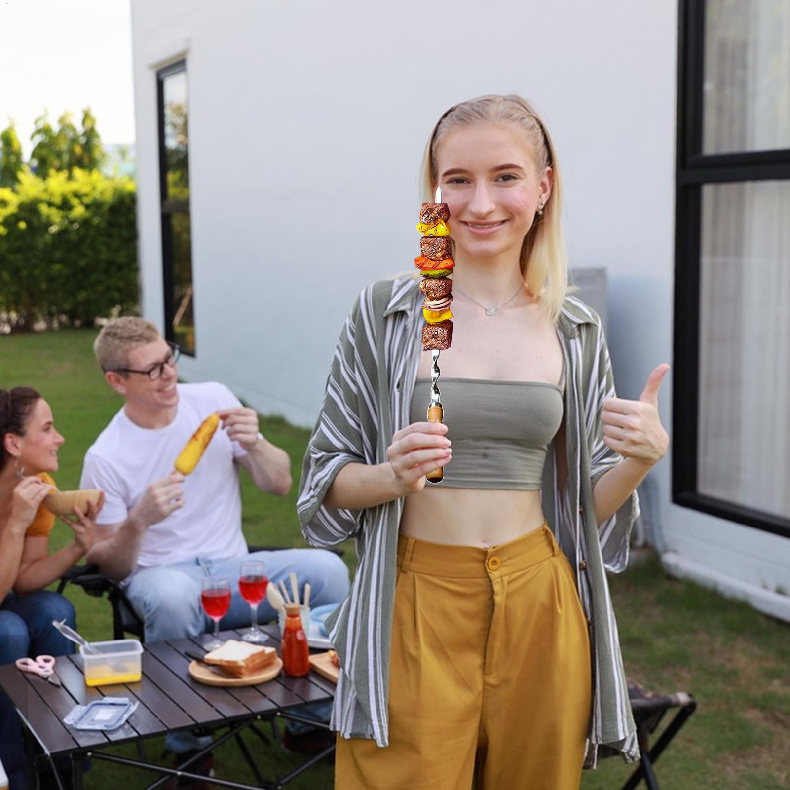 金属グリル串グリルバーベキュー串 6 個ステンレス鋼ロング再 - Camping Cooking Vegetables のレビューと価格