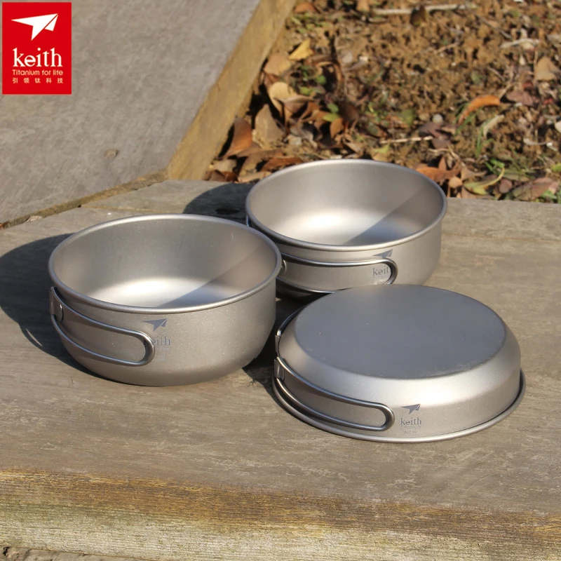 キース 3 個チタン調理器具パンボウルセット折りたたみハンド - Camping Cooking Pot のレビューと価格