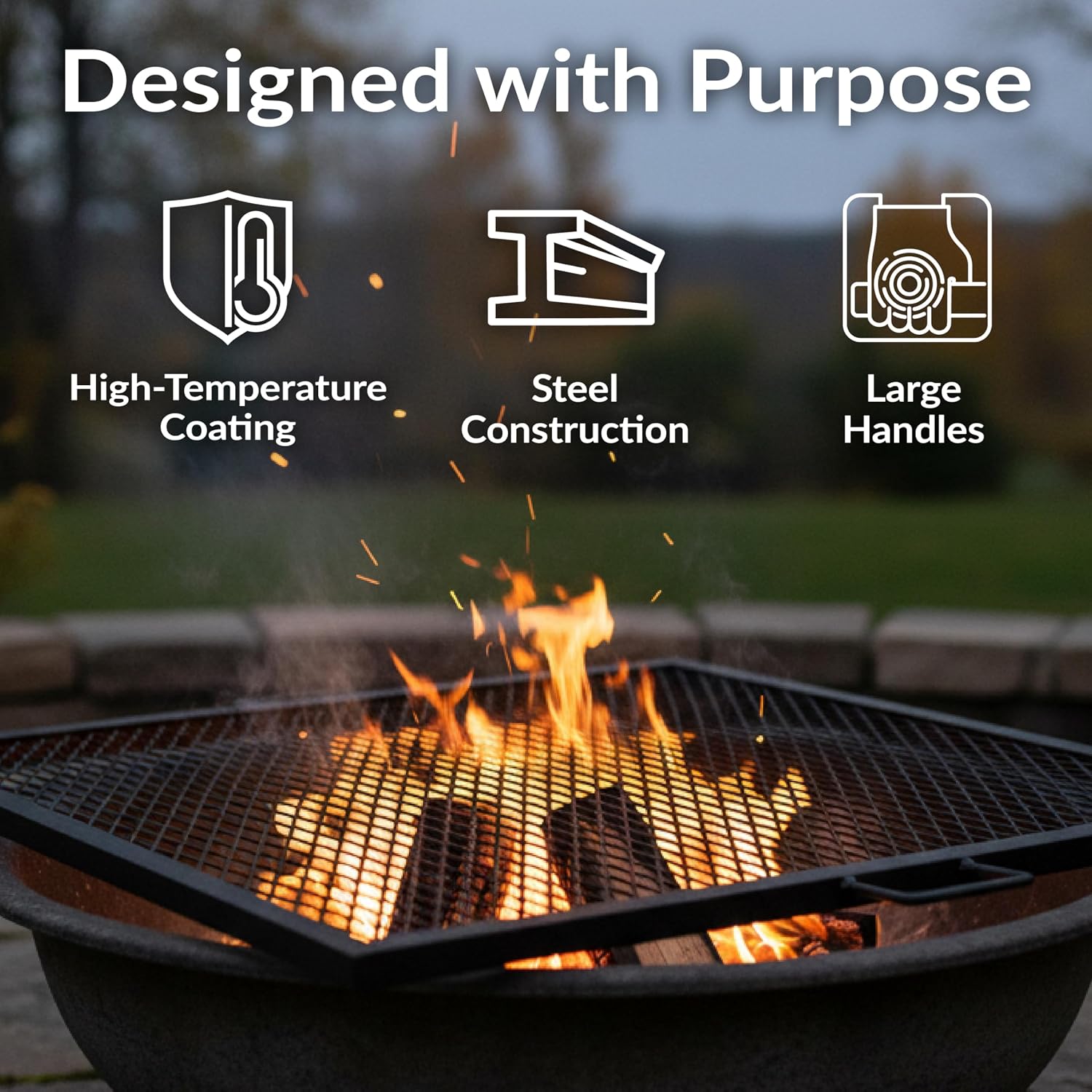 40インチ角型頑丈スチール製ファイヤーピットグリル網（ハンド - Camping Cooking Grill のレビューと価格