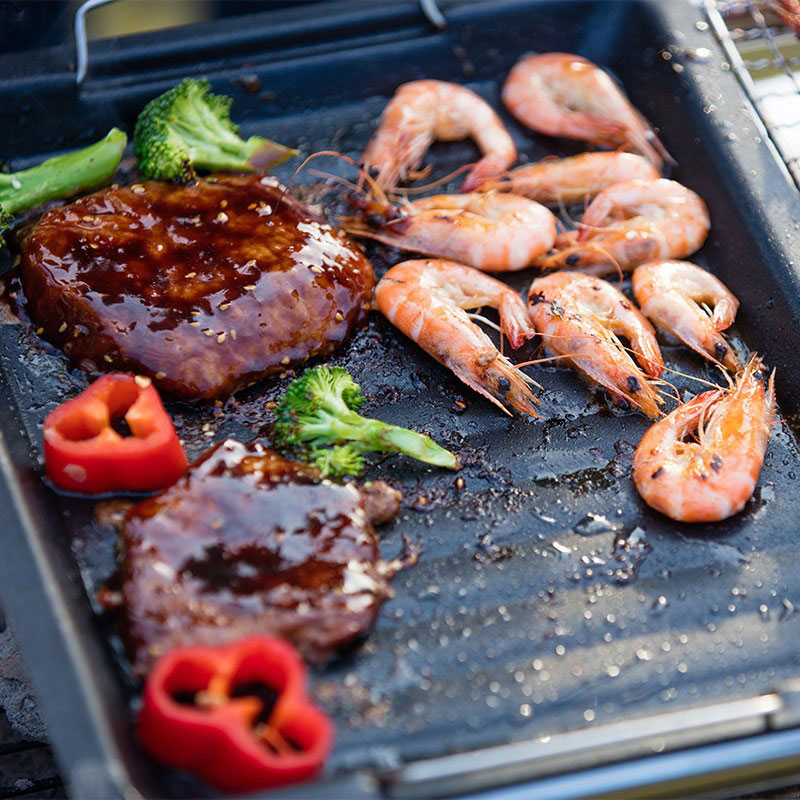 屋外用厚い四角グリルパン 2つのハンドル付き ポータブルノン - Camping Cooking Pot のレビューと価格