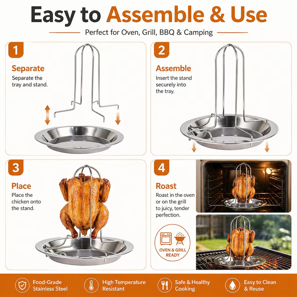 ポータブル鶏肉バーベキューグリルスタンド、屋外キャンプファイ - Camping Cooking Grill のレビューと価格