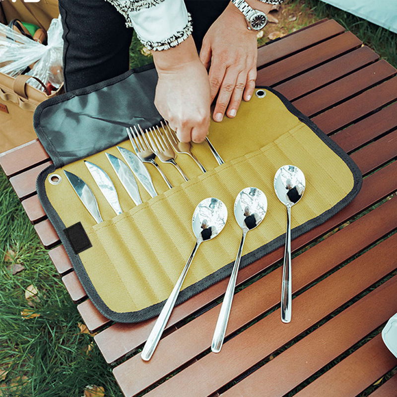 ポータブル屋外用カトラリー収納バッグ、ステンレス製カトラリー - Camping Cooking Equipment Bag のレビューと価格