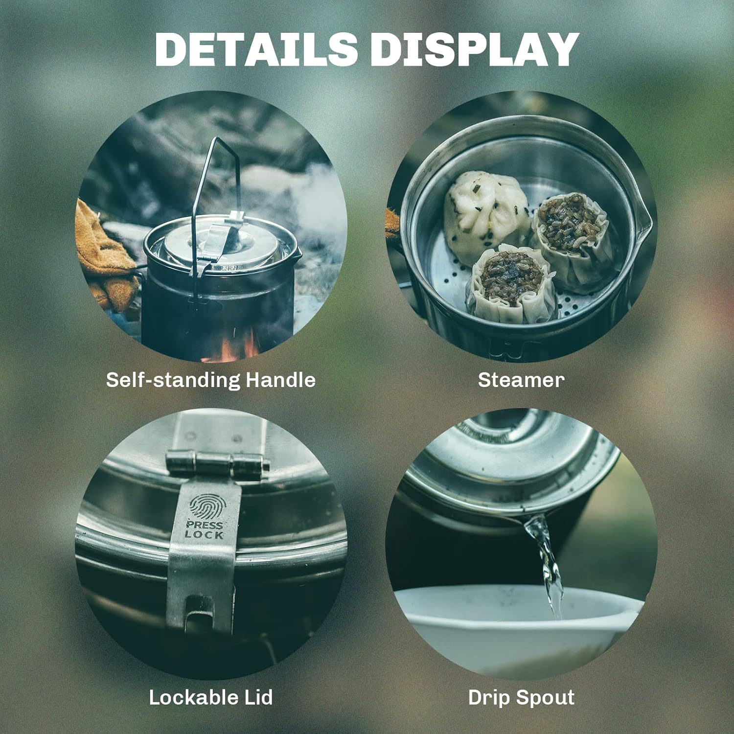 Fire-maple 1.2lステンレス鋼スチーマーポット、 - Camping Cooking Kit のレビューと価格