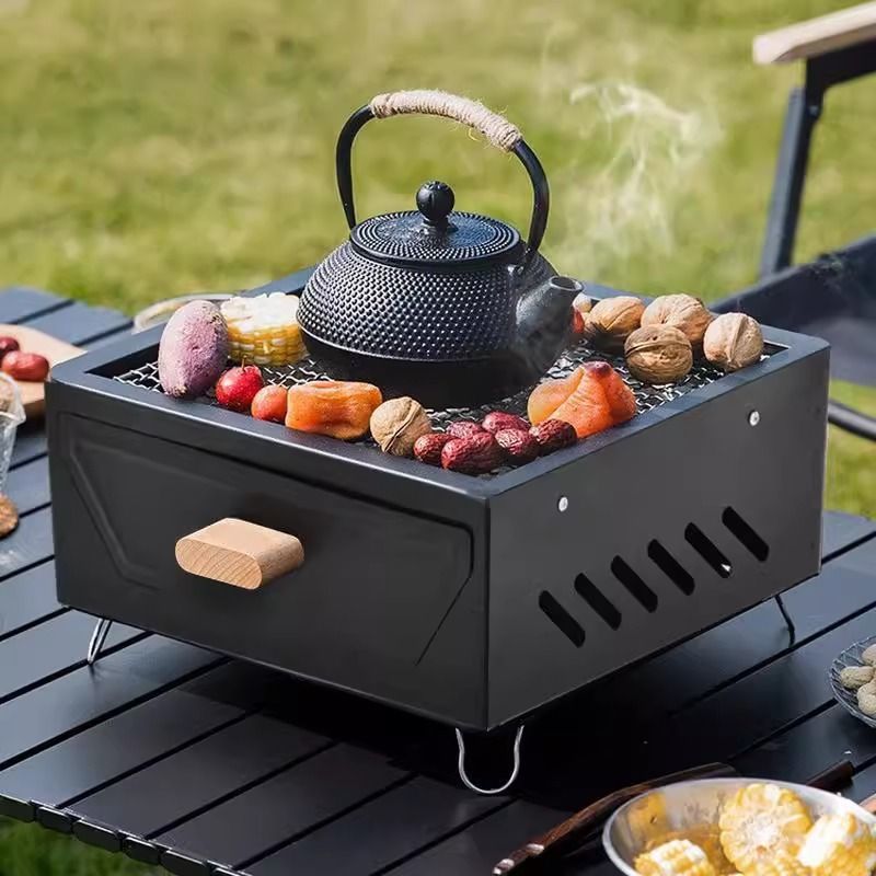 ポータブル卓上キャンプ用炭火グリル、引き出し式灰皿付き屋外調 - Camping Cooking Grill のレビューと価格