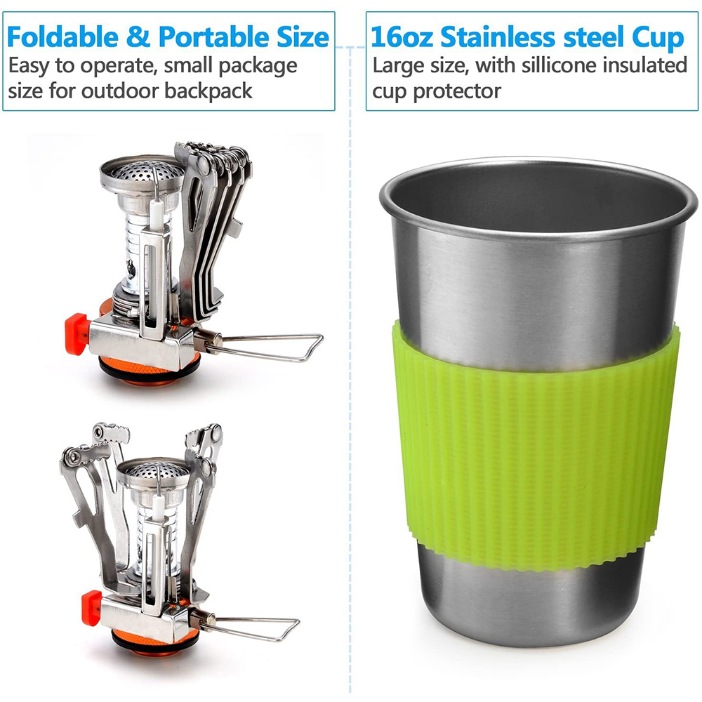 キャンプ調理器具キット ストーブ付き アウトドアクッキングセ - Camping Cooking Kit のレビューと価格