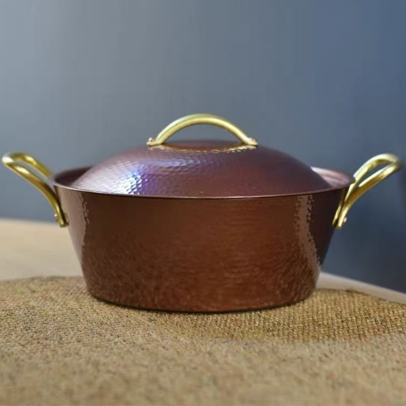 手作りのヴィンテージ銅鍋、蓋付きキャンプ用厚手鍋、調理器具、 - Camping Cooking Pot のレビューと価格