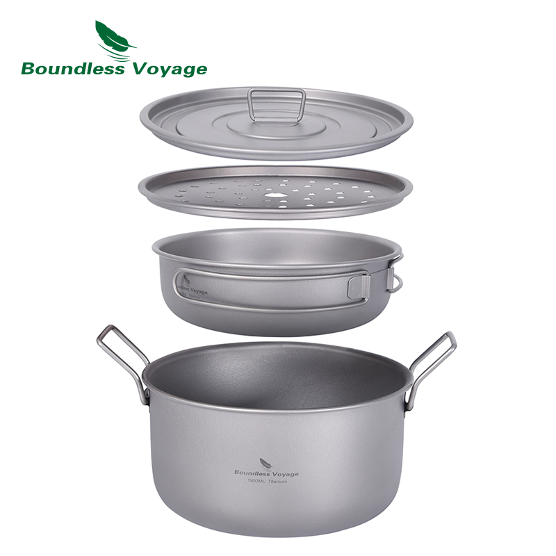 無限の航海-多機能調理鍋、チタン蒸し器、スープ鍋、蓋付きフラ - Camping Cooking Kit のレビューと価格